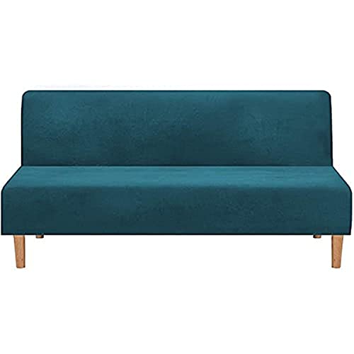 BXFUL Samt Sofabezug ohne Armlehnen 3 Sitzer Stretch Couchbezug Elastischer Abdeckung Husse für Sofabett Sofaüberzug Armless rutschfest (Blaugrün) von BXFUL