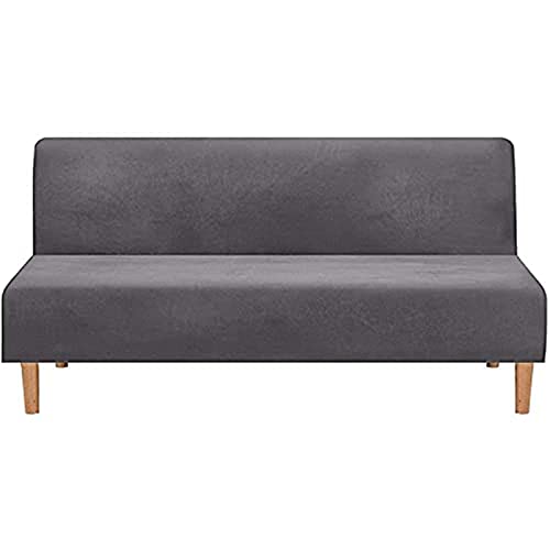 BXFUL Samt Sofabezug ohne Armlehnen 3 Sitzer Stretch Couchbezug Elastischer Abdeckung Husse für Sofabett Sofaüberzug Armless rutschfest (Grau) von BXFUL