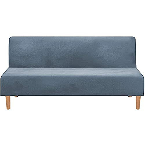 BXFUL Samt Sofabezug ohne Armlehnen 3 Sitzer Stretch Couchbezug Elastischer Abdeckung Husse für Sofabett Sofaüberzug Armless rutschfest (Grau Blau) von BXFUL