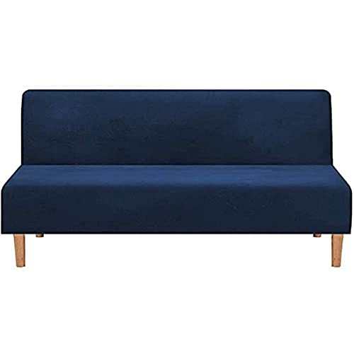 BXFUL Samt Sofabezug ohne Armlehnen 3 Sitzer Stretch Couchbezug Elastischer Abdeckung Husse für Sofabett Sofaüberzug Armless rutschfest (Marine) von BXFUL