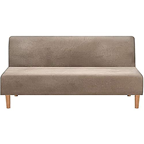 BXFUL Samt Sofabezug ohne Armlehnen 3 Sitzer Stretch Couchbezug Elastischer Abdeckung Husse für Sofabett Sofaüberzug Armless rutschfest (Sand) von BXFUL