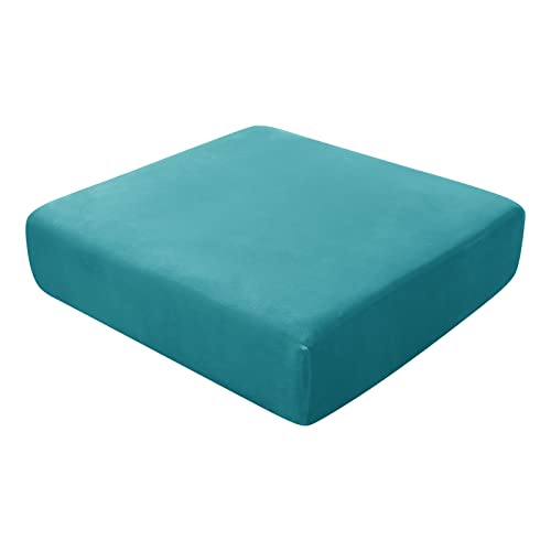 BXFUL Sofa-Sitzkissenbezüge, Sofakissen-Bezüge Stretch-Samt, Couchkissen-Bezüge Ersatz für individuelle Kissen mit elastischem Stoff (1-Sitzer,Blaugrün) von BXFUL