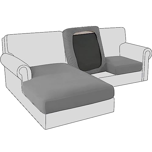 BXFUL Sofa-Sitzkissenbezüge, Sofakissen-Bezüge Stretch-Samt, Couchkissen-Bezüge Ersatz für individuelle Kissen mit elastischem Stoff (1-Sitzer,Dunkelgrau) von BXFUL