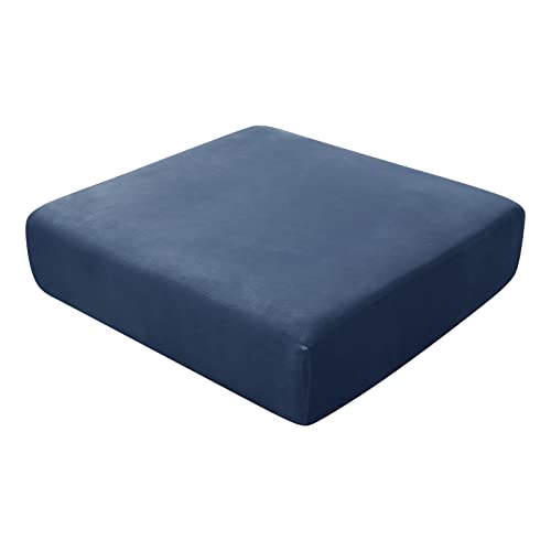 BXFUL Sofa-Sitzkissenbezüge, Sofakissen-Bezüge Stretch-Samt, Couchkissen-Bezüge Ersatz für individuelle Kissen mit elastischem Stoff (1-Sitzer,Navy blau) von BXFUL