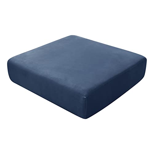 BXFUL Sofa-Sitzkissenbezüge, Sofakissen-Bezüge Stretch-Samt, Couchkissen-Bezüge Ersatz für individuelle Kissen mit elastischem Stoff (3-Sitzer,Navy blau) von BXFUL