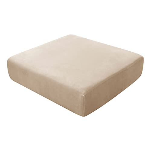 BXFUL Sofa-Sitzkissenbezüge, Sofakissen-Bezüge Stretch-Samt, Couchkissen-Bezüge Ersatz für individuelle Kissen mit elastischem Stoff (Großer 3-Sitzer,Khaki) von BXFUL