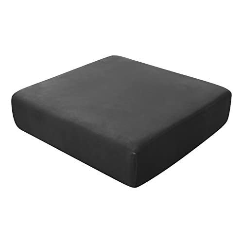 BXFUL Sofa-Sitzkissenbezüge, Sofakissen-Bezüge Stretch-Samt, Couchkissen-Bezüge Ersatz für individuelle Kissen mit elastischem Stoff (Großer 4-Sitzer,Schwarz) von BXFUL