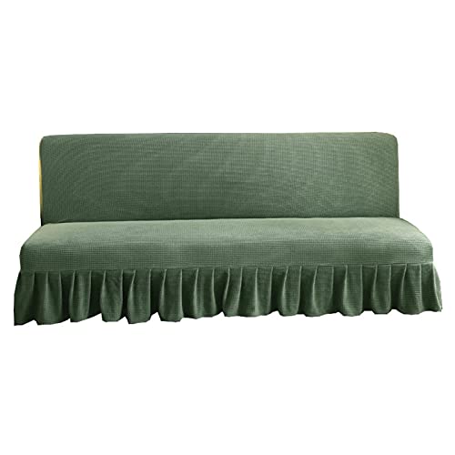 BXFUL Sofa Überwürfe Jacquard Sofabezug Elastische Stretch Spandex Couchbezug Sofahusse Sofa Abdeckung für Klappcouch ohne Armlehnen (180-200cm*120cm,Dunkelgrün) von BXFUL