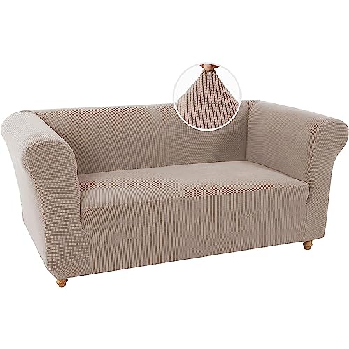 BXFUL Sofabezüge Stretch Couchbezüge Anti-Rutsch Sofa Schonbezug mit Armlehne Spandex Jacquard Sofa Überwürfe rutschfest Sofa Überzug Waschbare Sofabezug für Haustiere (2-Sitzer,Sand) von BXFUL