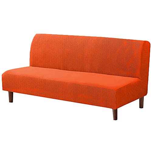 BXFUL Sofabezug ohne armlehnen Stretch Abdeckung Husse für Sofabett Armless Sofaüberzug Sofahusse Ohne Armlehne Elastischer Antirutsch Stretchhusse Weich Stoff (L 190m-210m,Orange) von BXFUL