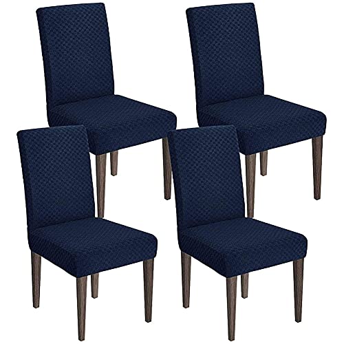 BXFUL Stretch Stuhlhussen, Abnehmbare Stuhlbezug Sitz Stuhl Esszimmer überzug für Stühle Stuhlbezug Waschbar Stuhlüberzu Abdeckungen Hussen für Husse Hotel Party Bankett (4 Pcs,Marine) von BXFUL