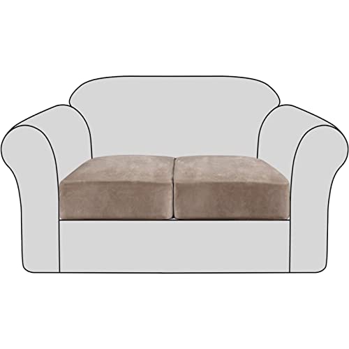 BXFUL Velvet Stretch Kissenbezug Sofakissen Schonbezug Möbelschutz Sofa Sitzbezug für Couch Kissenbezüge für 1 Sitzer (2 PCS,Taupe) von BXFUL