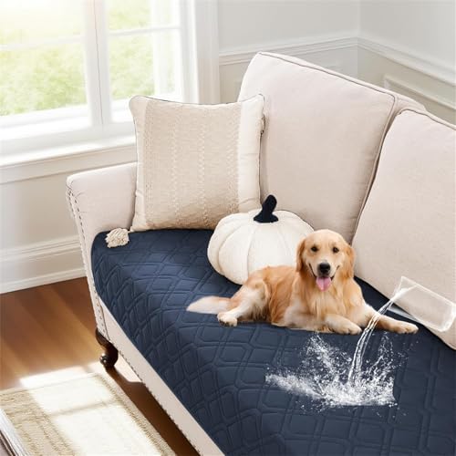 BXFUL wasserdichte Sofabezug - rutschfeste Sofabezüge, Couchbezüge, Sitzbezüge für Sofas, Möbelprotektor für Hunde und Katzen, Sofadecke für den Außenbereich (Marineblau,32x62in/81x158cm) von BXFUL