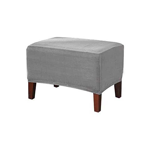 Bezug für Fußhocker Sitzhocker Elastisch Husse für Sofa Fußbank Überzug für Rechteckiger Hocker Fußschemel Schonbezug Waschbar Dekorative (Hellgrau) von BXFUL