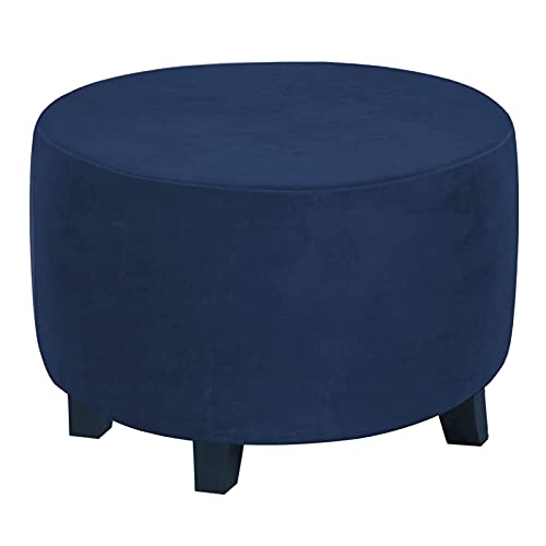 Ottomane Schonbezug Stretch Hocker Bezug Samt hocker Bezug für Ottomane Überzug Hockerbezug Ottomane Abdeckungen Waschbar Hocker Protector (Large,Marine) von BXFUL