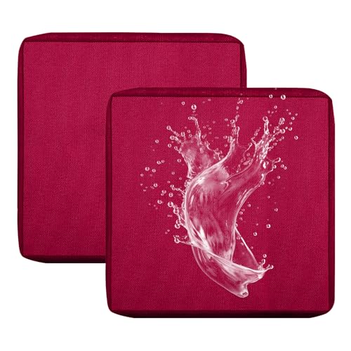 Outdoor Sofa Sitzkissenbezüge, Wasserdicht Sitzkissenbezug mit Reißverschluss, Sofa Überzug L Form Couch Überzug Abnehmbar Bezüge für Gartenpolster (Dunkelrot,60x60cm(2er-Pack)) von BXFUL