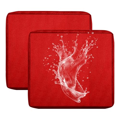 Outdoor Sofa Sitzkissenbezüge, Wasserdicht Sitzkissenbezug mit Reißverschluss, Sofa Überzug L Form Couch Überzug Abnehmbar Bezüge für Gartenpolster (Großes Rot,60x55cm(2er-Pack)) von BXFUL