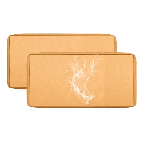 Outdoor Sofa Sitzkissenbezüge, Wasserdicht Sitzkissenbezug mit Reißverschluss, Sofa Überzug L Form Couch Überzug Abnehmbar Bezüge für Gartenpolster (Mangogelb,33x65cm(2er-Pack)) von BXFUL
