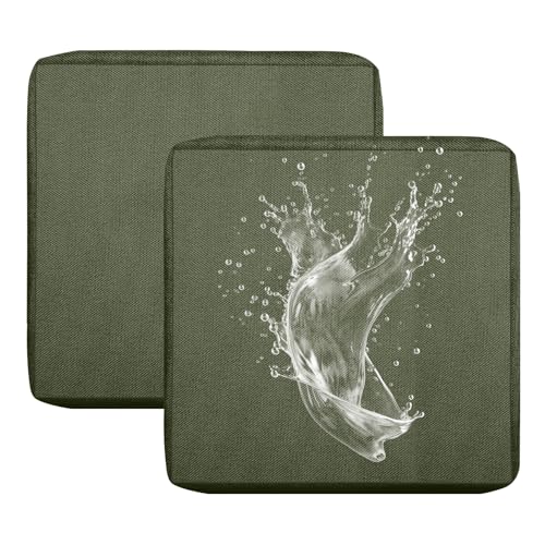Outdoor Sofa Sitzkissenbezüge, Wasserdicht Sitzkissenbezug mit Reißverschluss, Sofa Überzug L Form Couch Überzug Abnehmbar Bezüge für Gartenpolster (Olivgrün,60x60cm(2er-Pack)) von BXFUL