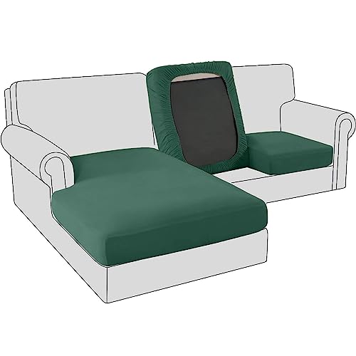 Sofa Sitzkissenbezug, Samt Stretch Bezug für Sofa Sitzkissen, Elastische Couchüberzüge, Sofasitzbezug Schonbezug Ersatz für einzelne Kissen (1-Sitzer,Dunkelgrün) von BXFUL