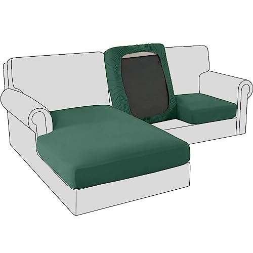 Sofa Sitzkissenbezug, Samt Stretch Bezug für Sofa Sitzkissen, Elastische Couchüberzüge, Sofasitzbezug Schonbezug Ersatz für einzelne Kissen (2-Sitzer,Dunkelgrün) von BXFUL