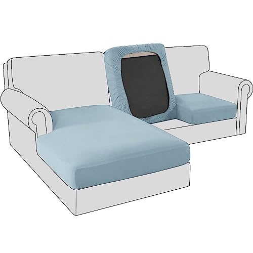 Sofa Sitzkissenbezug, Samt Stretch Bezug für Sofa Sitzkissen, Elastische Couchüberzüge, Sofasitzbezug Schonbezug Ersatz für einzelne Kissen (3-Sitzer,Hellblau) von BXFUL