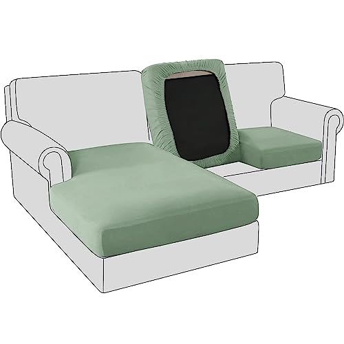 Sofa Sitzkissenbezug, Samt Stretch Bezug für Sofa Sitzkissen, Elastische Couchüberzüge, Sofasitzbezug Schonbezug Ersatz für einzelne Kissen (3-Sitzer,Hellgrün) von BXFUL