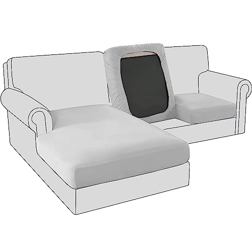 Sofa Sitzkissenbezug, Samt Stretch Bezug für Sofa Sitzkissen, Elastische Couchüberzüge, Sofasitzbezug Schonbezug Ersatz für einzelne Kissen (Chaise-Sitz,Hellgrau) von BXFUL