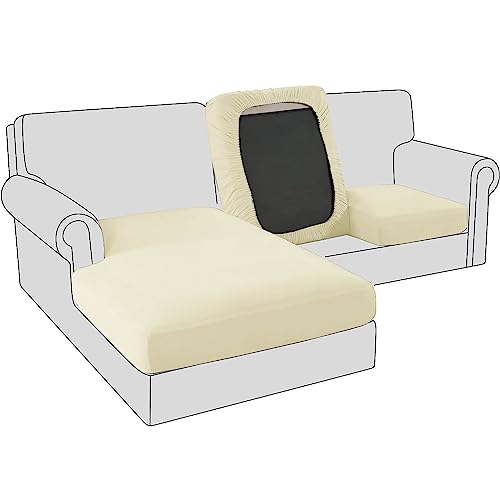 Sofa Sitzkissenbezug, Samt Stretch Bezug für Sofa Sitzkissen, Elastische Couchüberzüge, Sofasitzbezug Schonbezug Ersatz für einzelne Kissen (Großer 1-Sitzer,Beige) von BXFUL