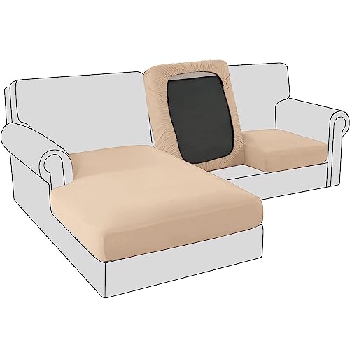 Sofa Sitzkissenbezug, Samt Stretch Bezug für Sofa Sitzkissen, Elastische Couchüberzüge, Sofasitzbezug Schonbezug Ersatz für einzelne Kissen (Großer 1-Sitzer,Khaki) von BXFUL