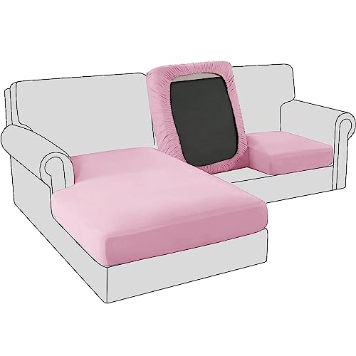 Sofa Sitzkissenbezug, Samt Stretch Bezug für Sofa Sitzkissen, Elastische Couchüberzüge, Sofasitzbezug Schonbezug Ersatz für einzelne Kissen (Großer 1-Sitzer,Rosa) von BXFUL