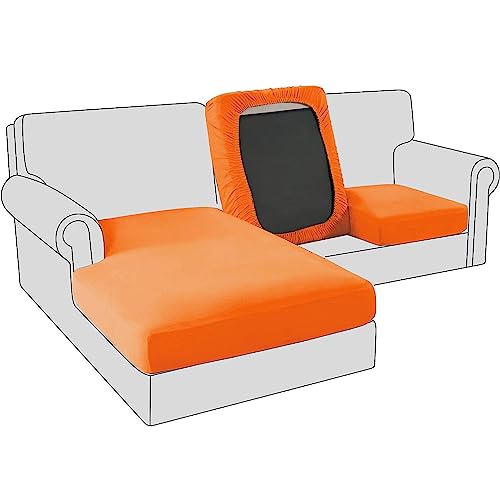 Sofa Sitzkissenbezug, Samt Stretch Bezug für Sofa Sitzkissen, Elastische Couchüberzüge, Sofasitzbezug Schonbezug Ersatz für einzelne Kissen (Großer 3-Sitzer,Orange) von BXFUL