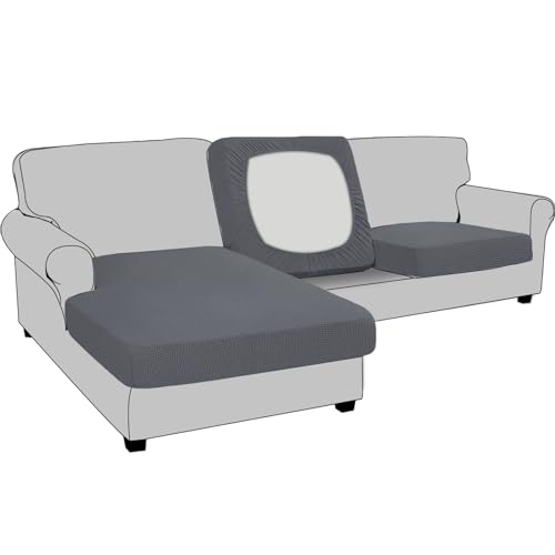 Sofa Sitzkissenbezug, Sofa Sitzkissenbezug Stretch, Elastischer Kissenbezüge, Husse Überzug Bezug Für Sofa Sitzkissen, rutschfest Stoff Tartan (1-Sitzer,Dunkelgrau) von BXFUL