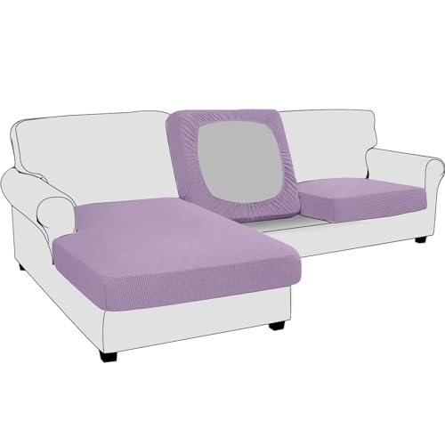 Sofa Sitzkissenbezug, Sofa Sitzkissenbezug Stretch, Elastischer Kissenbezüge, Husse Überzug Bezug Für Sofa Sitzkissen, rutschfest Stoff Tartan (Großer 1-Sitzer,Lila) von BXFUL