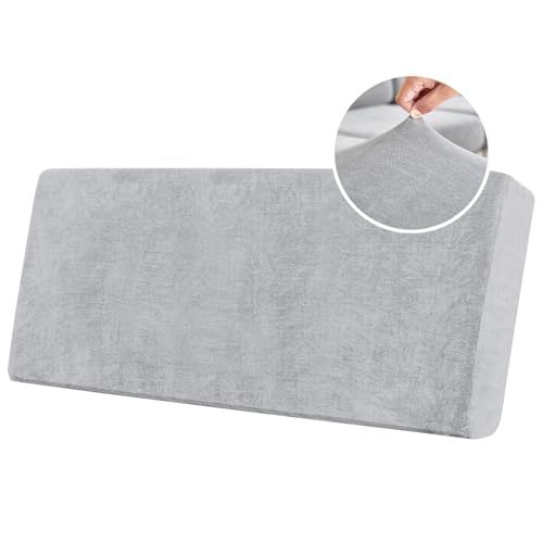 Sofa Sitzkissenbezug, Stretch Chenille Sofakissen Bezug, Elastischer Kissenbezüge, Universal Sitzkissen Bezug, Husse Überzug Bezug Für Sofa Sitzkissen (Großer 4-Sitzer,Hellgrau) von BXFUL