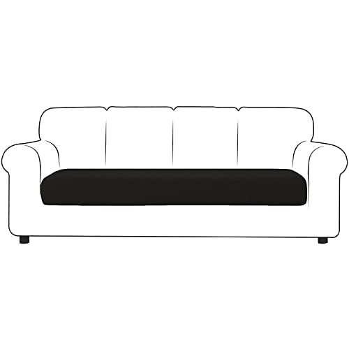 Sofa Sitzkissenbezug Stretch Couch-Kissenbezug Elastisch Sofa Husse Husse Überzug Bezug Sitzbezüge Kissenbezüge für Sofa Sitzkissen Schonbezug (4-Sitzer,Schwarz) von BXFUL