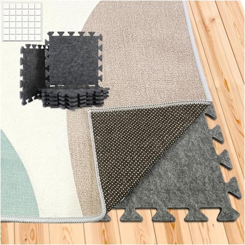 BXI Schalldämmende Puzzle-Teppichunterlage 10 Stück, 30 x 30 x 0,9 cm rutschfeste Teppichunterlagen, Hochdichte Lärmreduzierung Filz-Teppichpolsterung, Teppichunterlage zum Schutz und Polsterung von BXI