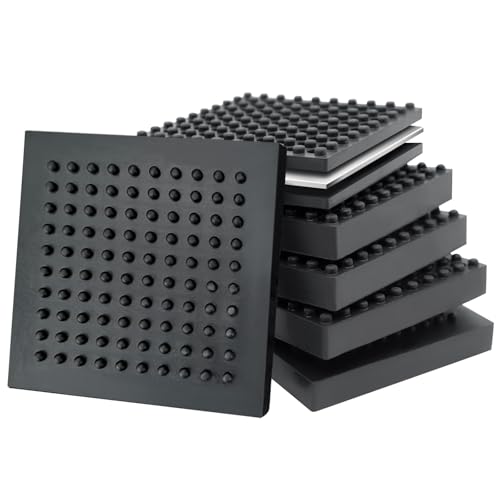 BXI Trainingsgeräte-Matte – 15.2x15.2x2.2 cm, 6 Stück, rutschfest, geräuschreduzierend, Anti-Vibrations-Laufband, dicker Stahl, eingebettetes Gummi-Pad für Hartholzböden und Teppiche von BXI