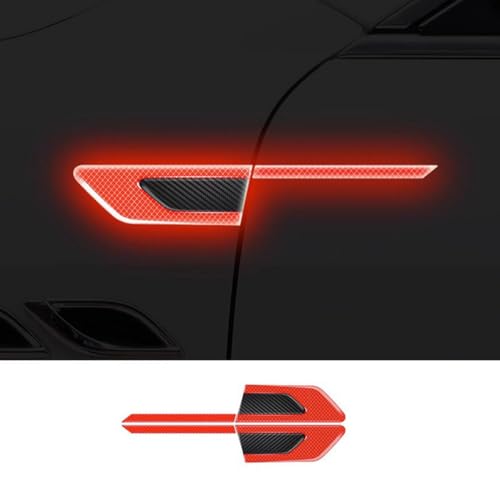 BXQDAM 2 Stück Auto Reflektierende Streifen,Auto Seite reflektierende Aufkleber,Auto Aufkleber Zubehör,für Audi C5 C6 C7 C8 A7 A8 E-Tron,B-Red 2-Pack von BXQDAM