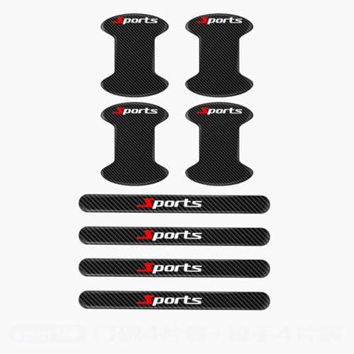 BXQDAM Autoaufkleber,Auto-Türgriffaufkleber,Autotürschalenteile,für Ford Focus Mondeo KA Kuga Fiesta,B-Door Bowls + Handles Set of 8 (Sports) von BXQDAM