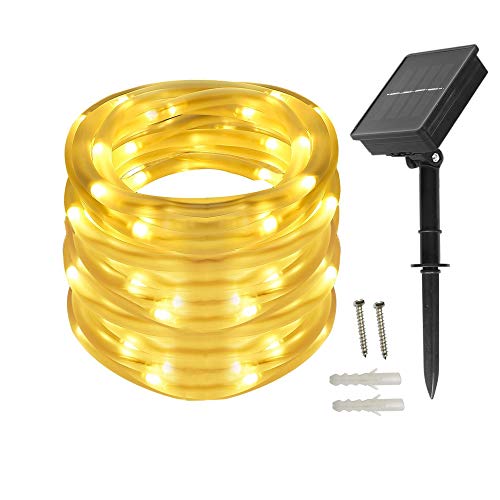 BXROIU Solar Lichtschlauch Lichterkette,10 Meter 100 LEDs Wasserdicht Außenlichterkette, LED Lichterketten für Hochzeit,Party und Weihnachten,Weihnachtsbeleuchtung von BXROIU