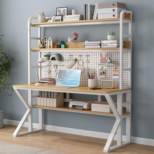 BXSUKEYOU Holz Computertisch mit Lagerregalen und Pegboard - Robust modernes Schreibarbeitstisch für Home Office Study - großes Design BXSUKEYOU Holz Computertisch mit Lagerregalen und Pegboard - Robust modernes Schreibarbeitstisch für Home Office Study - großes Design von BXSUKEYOU