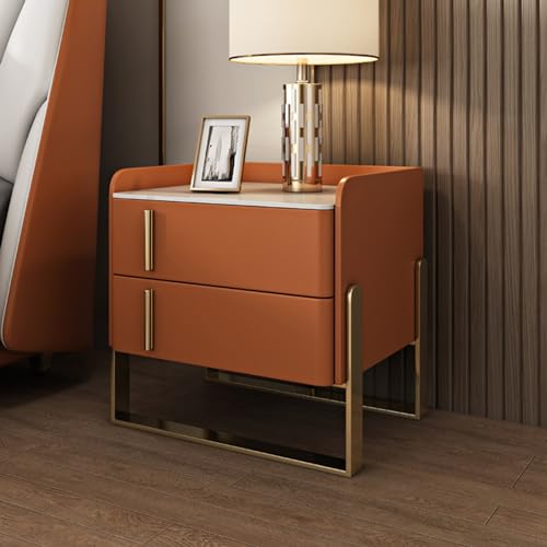 BXSUKEYOU Nachttisch mit 2 massiven Holzschubladen, mit Mikrofaser -Leder verpacktem Endtisch mit Lagerung für Schlafzimmer und Wohnheim von BXSUKEYOU
