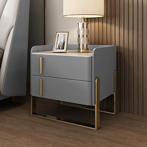 BXSUKEYOU Nachttisch mit 2 massiven Holzschubladen, mit Mikrofaser -Leder verpacktem Endtisch mit Lagerung für Schlafzimmer und Wohnheim von BXSUKEYOU