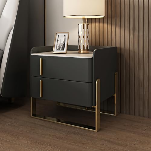 BXSUKEYOU Nachttisch mit 2 massiven Holzschubladen, mit Mikrofaser -Leder verpacktem Endtisch mit Lagerung für Schlafzimmer und Wohnheim von BXSUKEYOU