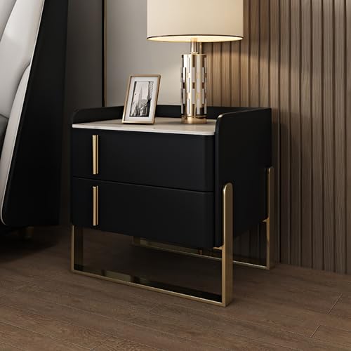 BXSUKEYOU Nachttisch mit 2 massiven Holzschubladen, mit Mikrofaser -Leder verpacktem Endtisch mit Lagerung für Schlafzimmer und Wohnheim von BXSUKEYOU