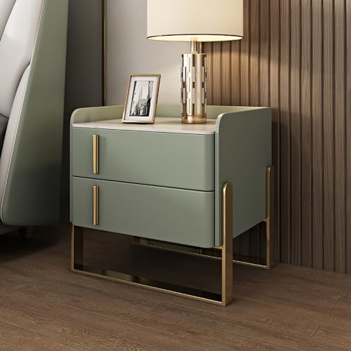 BXSUKEYOU Nachttisch mit 2 massiven Holzschubladen, mit Mikrofaser -Leder verpacktem Endtisch mit Lagerung für Schlafzimmer und Wohnheim von BXSUKEYOU