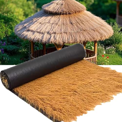 BXZAY Strohgrasdach, Künstliches Strohdach, Strohdach, Tiki-bar, Hütte, Gras, Palapa, Strohdach, Strohsockeldach (1 * 10m(3.2 * 32.8ft)) von BXZAY