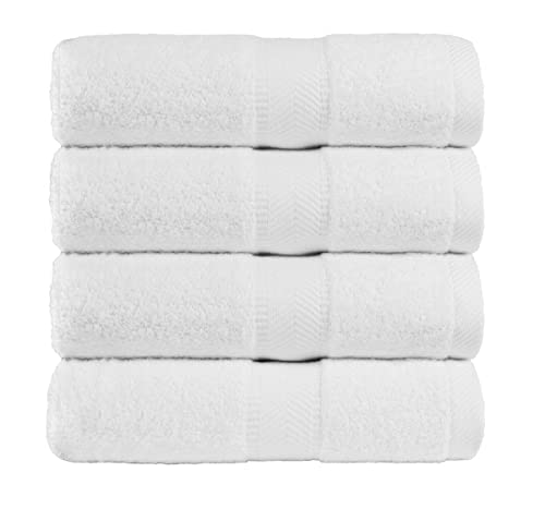 BY LORA Luxuriöses 4-teiliges Badetuch-Set aus Frottee-Baumwolle, chemikalienfrei, weich, saugfähig, umweltfreundlich, für Bad und Spa, Weiß, 4 Stück von BY LORA