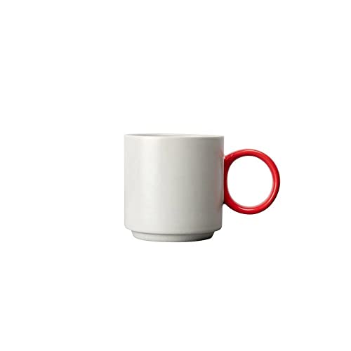 BY ON Cup Noor, Grau/Rot, Kaffeetasse, Teetasse, Hergestellt aus Porzellan, Design Tasse, Porzellan Tasse, Retro Vintage Design, Erhältlich in mehreren Farben von BY ON